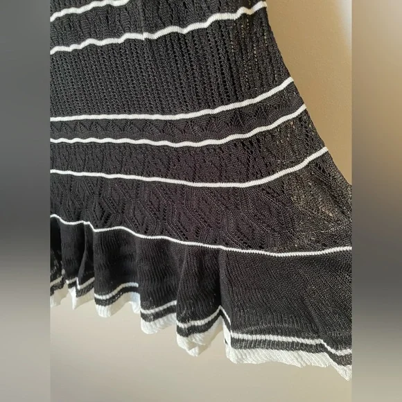 NWT Sezane Brunella Knit Mini Dress Black White Stripe | size XS - Picture 10 of 11